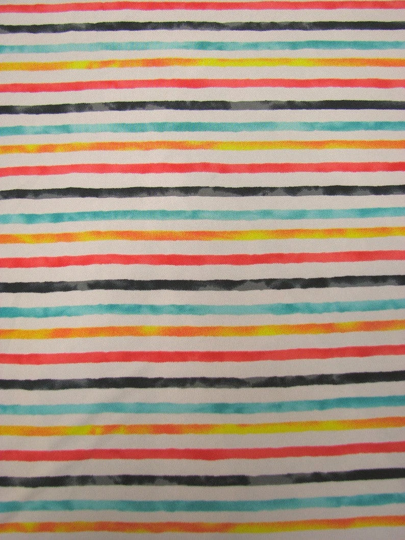 Stripe Pattern On Stretch Lightweight Knit Jersey Polyester Spandex Fabric - Stripe Pattern, 58 To 60 Inches Wide