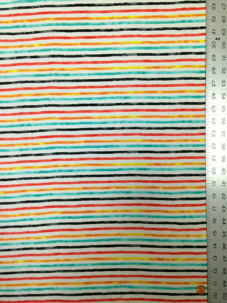 Stripe Pattern On Stretch Lightweight Knit Jersey Polyester Spandex Fabric - Stripe Pattern, 58 To 60 Inches Wide