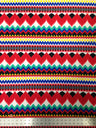 Polyester Spandex Fabric - Colorful Chevron Design, Red/Royal, Orange/Royal, 58" To 60" Width