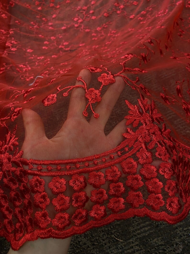 Red Scallop Lace