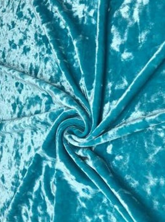 Stretch Crushed Velvet Turquoise Aqua