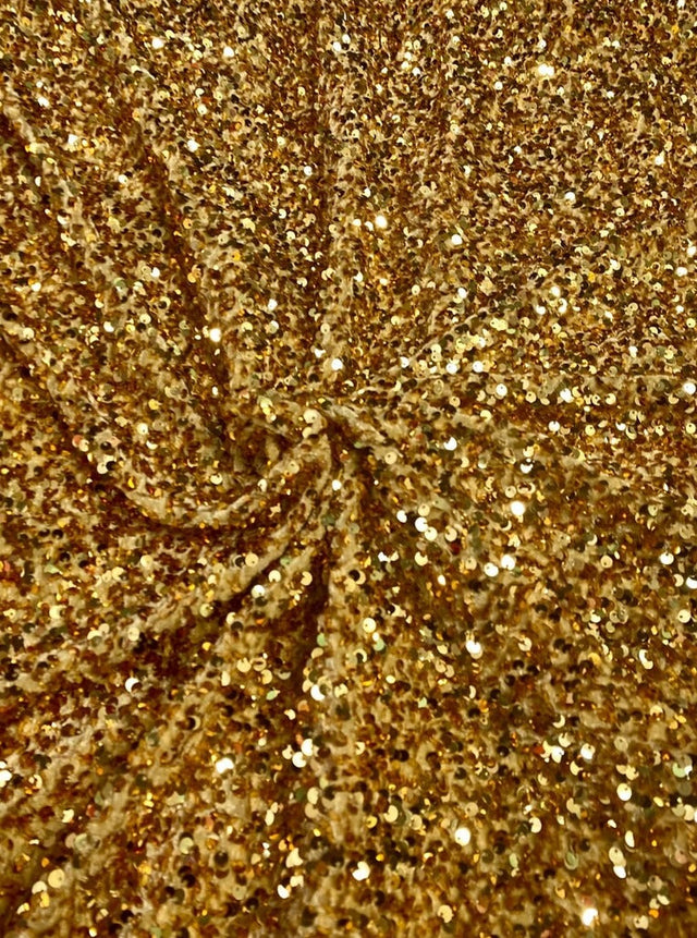 Stretch Sequin Velvet Gold