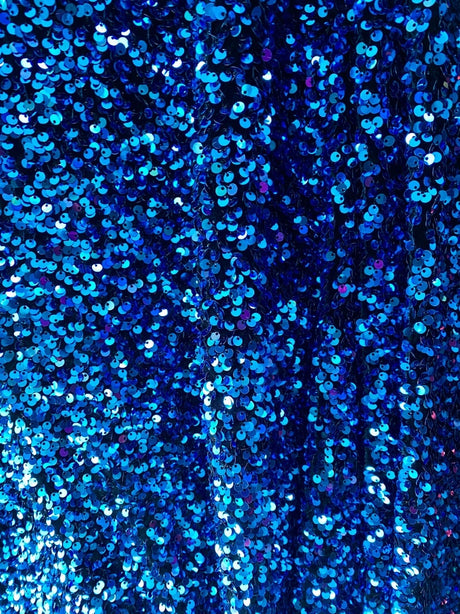 Iridescent Blue Sequin Stretch Velvet