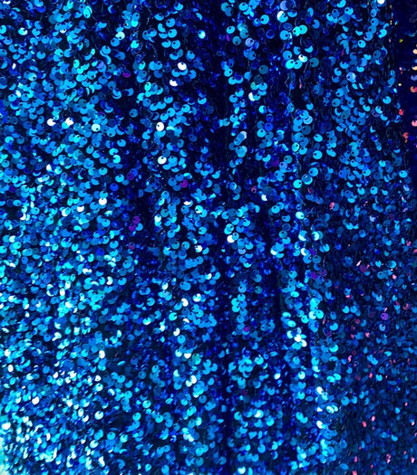 Iridescent Blue Sequin Stretch Velvet