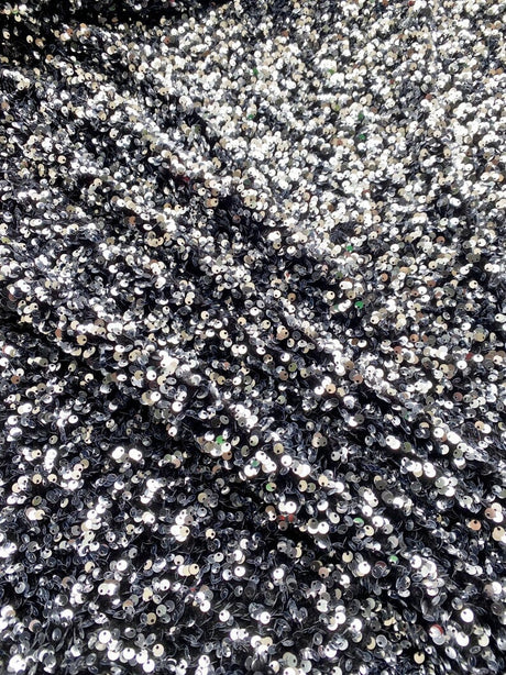 Stretch Sequin on Velvet Silver/Black