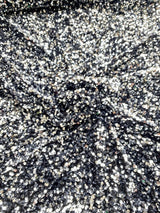 Stretch Sequin on Velvet Silver/Black