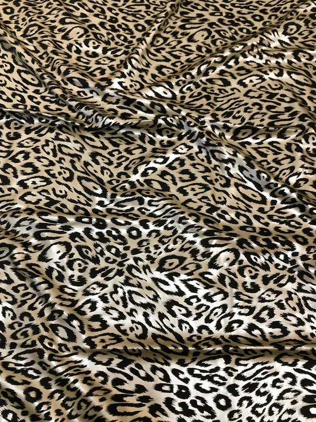 Cheetah Foil Design Nylon Spandex Fabric - Black/Gold, Black/Silver, White/Silver