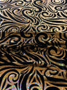 Swirl Hologram Snake Design Foil Polyester Spandex Velvet Fabric - Holo Black, Snake Scale Holographic Design, 58"-60" Width