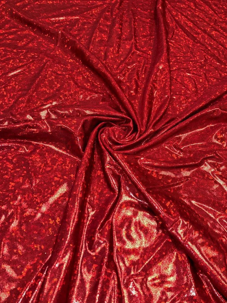 Nylon Spandex Fabric - Shatter Glass Mystique, Silver, Gold, Fuchsia, Green, Red, Black, Turquoise, Royal, 58"-60" Width