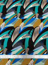 Polyester Spandex Abstract Design 2 Way Stretch Fabric - Abstract Print, Aqua/Yellow, Coral/Brown, Red/Yellow, 58" To 60" Width