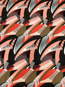 Polyester Spandex Abstract Design 2 Way Stretch Fabric - Abstract Print, Aqua/Yellow, Coral/Brown, Red/Yellow, 58" To 60" Width