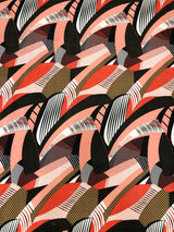 Polyester Spandex Abstract Design 2 Way Stretch Fabric - Abstract Print, Aqua/Yellow, Coral/Brown, Red/Yellow, 58" To 60" Width