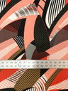 Polyester Spandex Abstract Design 2 Way Stretch Fabric - Abstract Print, Aqua/Yellow, Coral/Brown, Red/Yellow, 58" To 60" Width