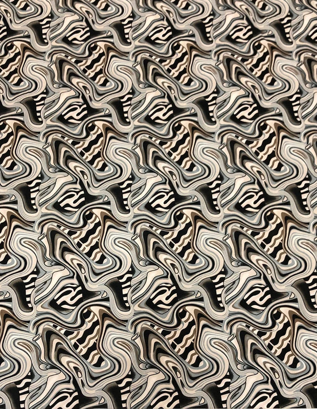 Swirl Abstract Design Polyester Spandex Fabric - Light Weight, 58"-60" Width