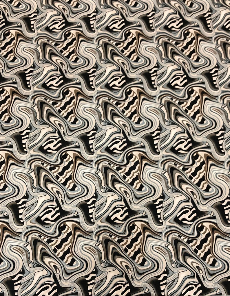 Swirl Abstract Design Polyester Spandex Fabric - Light Weight, 58"-60" Width