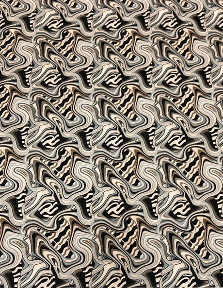 Swirl Abstract Design Polyester Spandex Fabric - Light Weight, 58"-60" Width