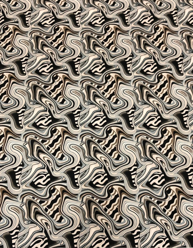 Swirl Abstract Design Polyester Spandex Fabric - Light Weight, 58"-60" Width