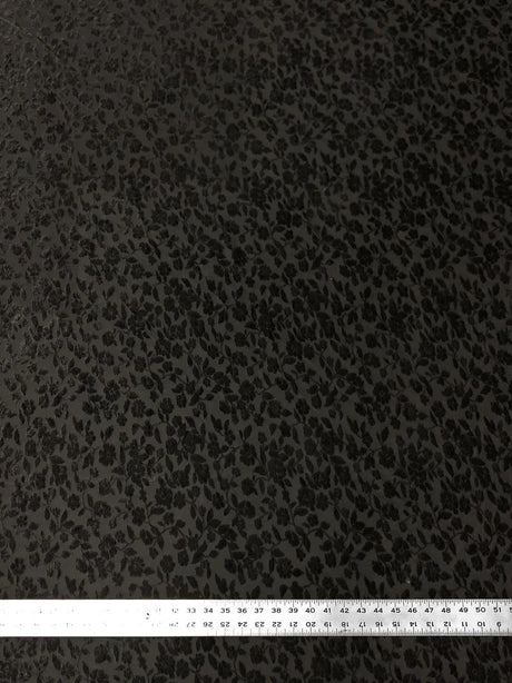 Floral Burnout Panne Velvet Polyester Spandex Fabric - Black Floral Burnout, 58"-60" Width
