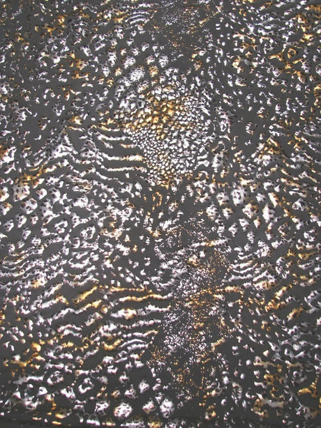 Wild Animal Print Polyester Spandex Fabric - Metallic Foil, Gray Brown, 58"-60" Width