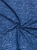 Polyester Spandex Fukuru Embossed Paisley Print With Matte Foil Fabric - Embossed Textured Paisley, Fuchsia, Royal, Chartreuse, 50" To 52" Width