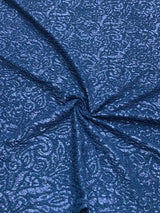 Polyester Spandex Fukuru Embossed Paisley Print With Matte Foil Fabric - Embossed Textured Paisley, Fuchsia, Royal, Chartreuse, 50" To 52" Width