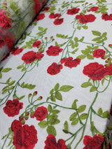 Embroidered Floral Lace White Red Green
