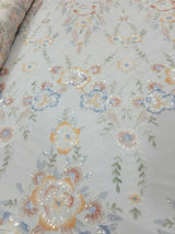 Embroidered Sequin Lace White Multicolor Floral