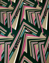 Belt Chain Lines Design Polyester Spandex Fabric - Green/Red, Pink/Hunter Green, 2-Way Stretch, 58" Width