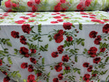 Embroidered Floral Lace White Red Green