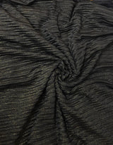 Gold Lurex On Black Polyester Spandex Mesh Fabric - Black, Gold Lurex, 56-58" Width