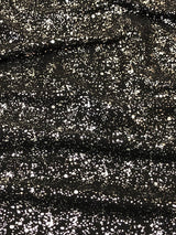 Small Rib Textured Fukuro Polyester Spandex Fabric - Small Dots Shiny Foil, Copper, Silver, 58" Width