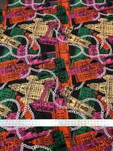 Big Buildings Print Polyester ITY Matte Jersey Fabric - Big Structures Print, 58" Width