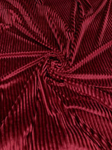Velvet Textured Stripes Polyester Spandex Fabric - Hunter Green, Mustard, Wine, Black, 58-60" Width