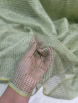Shimmer Fish Net Fabric Sage Silver