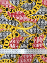 Abstract Chain Design Polyester Spandex Fabric - Red/Gold, White/Gold, Fuchsia/Gold, Abstract Chain Pattern, 58" Width