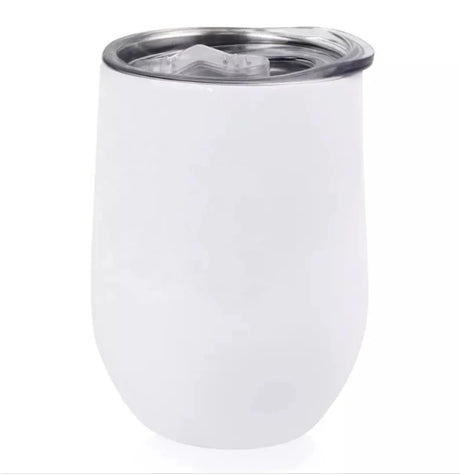Sublimation Wine Cup White Double Wall Insulated Tumbler - White, 12 Ounce, With Box And Slider Lid (1 Unit)