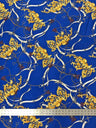 Gold Chain Belt Abstract Design Polyester Spandex Fabric - Royal/Gold, Dark Navy/Pink, 58" Width