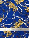 Gold Chain Belt Abstract Design Polyester Spandex Fabric - Royal/Gold, Dark Navy/Pink, 58" Width