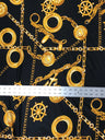 Sea Anchor Design Polyester Spandex Fabric - Black, White, Navy Anchor Print, 58" Width