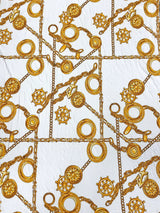 Sea Anchor Design Polyester Spandex Fabric - Black, White, Navy Anchor Print, 58" Width