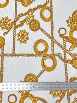 Sea Anchor Design Polyester Spandex Fabric - Black, White, Navy Anchor Print, 58" Width