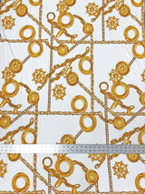 Sea Anchor Design Polyester Spandex Fabric - Black, White, Navy Anchor Print, 58" Width
