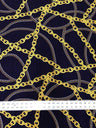 Gold Chains Print Polyester Spandex Fabric - Gold Chain Print, Navy, White, 58-60 Inches Wide