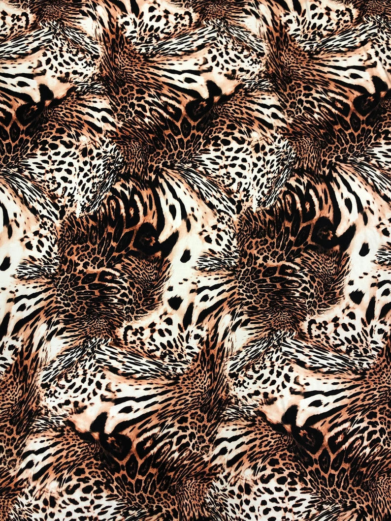 Animal Print Design Polyester Spandex Fabric - Animal Print, 58"-60" Width