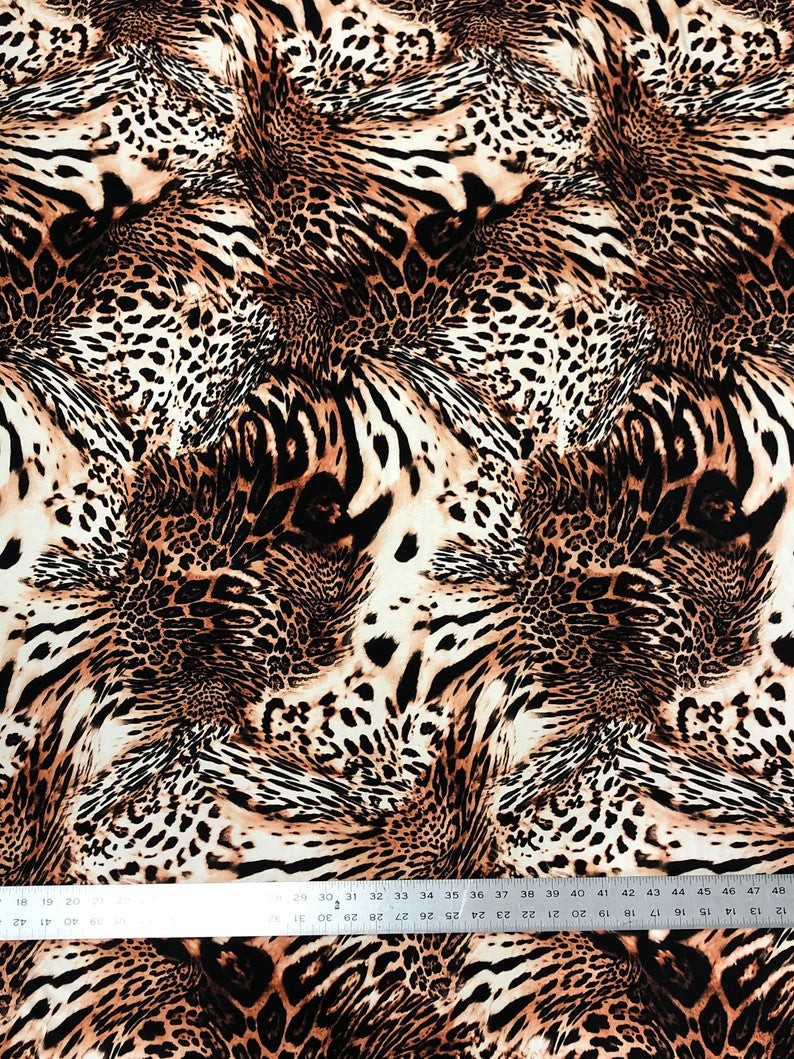 Animal Print Design Polyester Spandex Fabric - Animal Print, 58"-60" Width