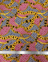 Abstract Chain Design Polyester Spandex Fabric - Red/Gold, White/Gold, Fuchsia/Gold, Abstract Chain Pattern, 58" Width