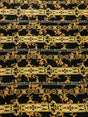 Gold Abstract Chains On Black Polyester Spandex Fabric - Black, Gold Abstract Chains, 58" To 60" Width