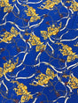 Gold Chain Belt Abstract Design Polyester Spandex Fabric - Royal/Gold, Dark Navy/Pink, 58" Width