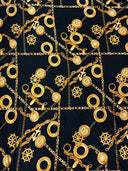 Sea Anchor Design Polyester Spandex Fabric - Black, White, Navy Anchor Print, 58" Width