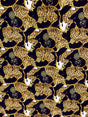Big Animal Gold Belt Print Polyester Single Spun Fabric - Navy Background, Animal Print, 58"-60" Width (1 Yard)